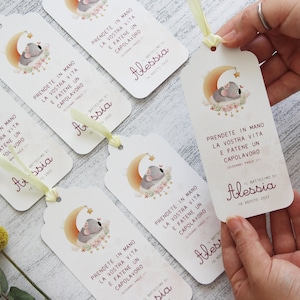 SEGNAPOSTO9 LUNA CARTONCINO - personalizzato, Matrimonio, nascita, ricordo, design, grafica, tema, Battesimo, gadget