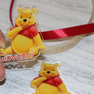 CALAMITA PERSONALIZZATA WINNIE the pooh - compleanno, Battesimo, matrimonio, gadget, segnaposto, bomboniera