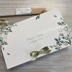 WEDDING BAG  - elegante, verde, foglie, marmo, segnaposto, libretto, bigliettini, ceralacca, busta, coordinato