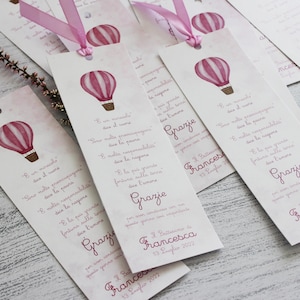 SEGNAPOSTO13 MONGOLFIERA CARTONCINO - personalizzato, Matrimonio, nascita, ricordo, design, grafica, tema, Battesimo, gadget