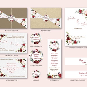 COORDINATO7 MATRIMONIO KRAFT - elegante - tabacco - agrumi -  woodstock - segnaposto, libretto messa, bigliettini, ceralacca, busta