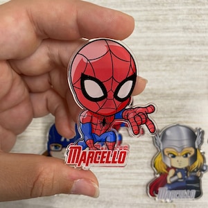 CALAMITA PERSONALIZZATA AVENGERS spiderman  - compleanno, Battesimo, matrimonio, gadget, segnaposto, bomboniera