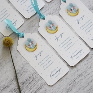 SEGNAPOSTO11 LUNA CARTONCINO - personalizzato, Matrimonio, nascita, ricordo, design, grafica, tema, Battesimo, gadget