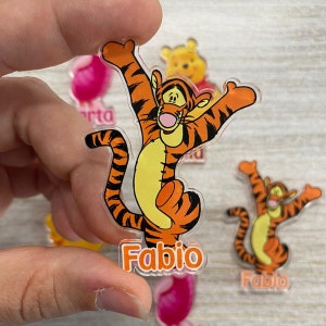 CALAMITA PERSONALIZZATA TIGRO winnie the pooh - compleanno, Battesimo, matrimonio, gadget, segnaposto, bomboniera