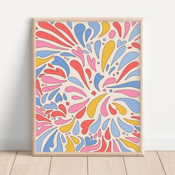 Groovy Abstract Art Print, Retro Wall Decor, Hipster 70s Poster, Fun Artsy Decor, Psychedelic Prints, Printable Digital Download