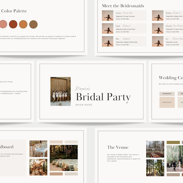 Wedding Template -- 14 Slide Wedding Planning Timeline & Bridesmaid Quick Guide - Digital Download Template for Canva