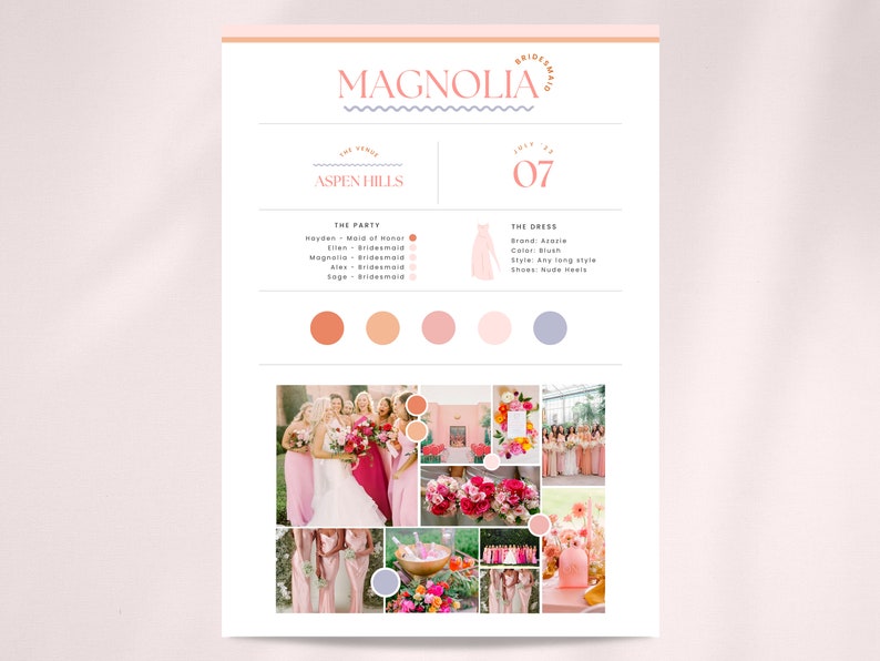 5x7 Canva Editable Bridesmaid Information Card Template Wedding Details for the Bridal Party Bridesmaid Proposal Card with Mood Board image 1