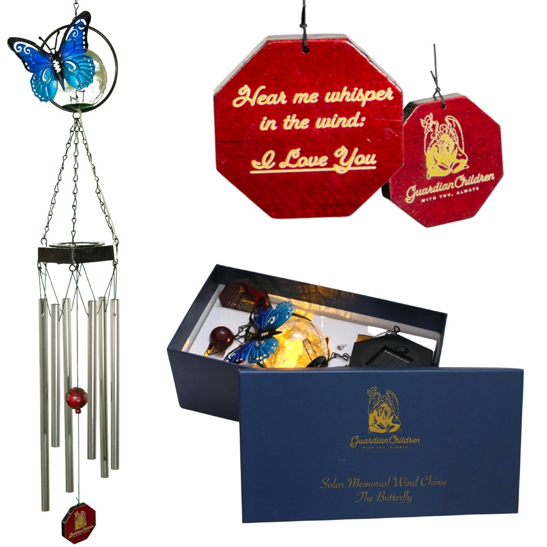 Solar Memorial Wind Chime Sympathy Gift Wind Chime for Loss of Loved One Child Loss Butterfly