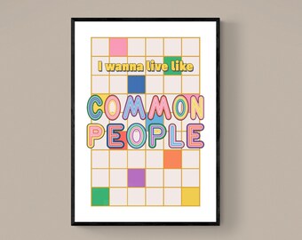 Common People Lyrics Print: Indie Music Poster