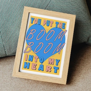 80s Music Lyrics Print: Boom Boom Heart Poster