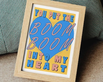 80s Music Lyrics Print: Boom Boom Heart Poster
