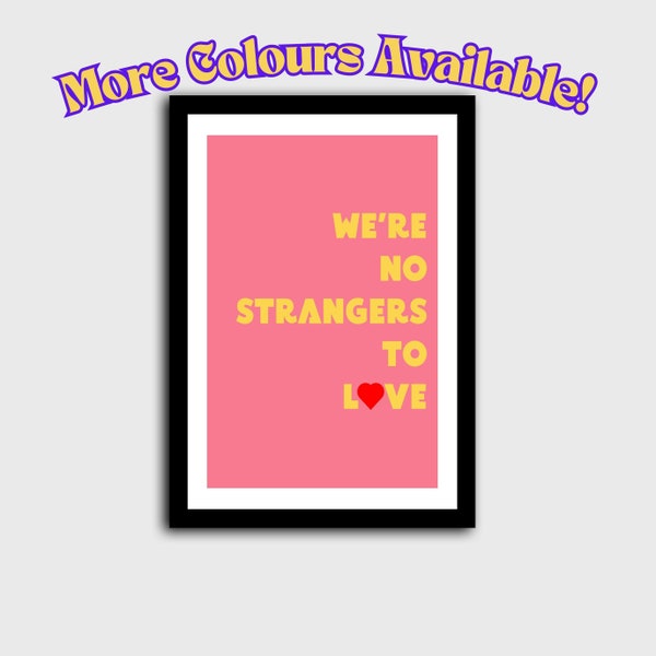 We're No Strangers To Love Print | Rick Astley | Music Wall Art | A5 A4 A3 A2 | Pop Art | 80s | Never Gonna Give You Up | Concert Gig Poster
