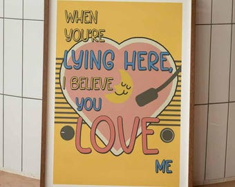 When You're Lying Here Print | Music Wall Art | Music Lyrics | Concert Gig Poster | A6 A5 A4 A3 A2 A1 | The Last Dinner Party | On Your Side