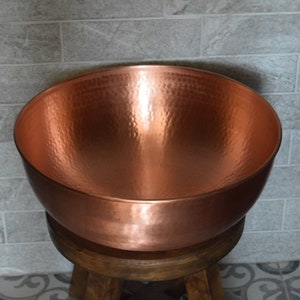 Hand Crafted Hammered 100% Copper Pedicure Foot Bath Bowl Basin | Manicure Spa Washing Pot