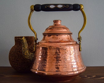 Handcrafted 100% Copper Tea Kettle | Hammered Vintage Unique Pure Copper Herbal Teapot - Tea Kettle Stovetop