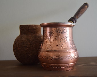 Extra Large Handcrafted 100% Copper Turkish Coffee Pot | Authentic Copper Turkish Cezve Greek Briki Coffee Maker