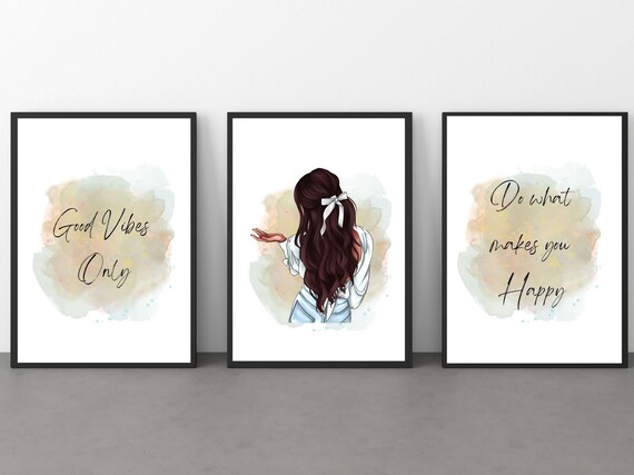 Set of 3 A4 Prints. Good Vibes Only & Do What Makes You Happy. - Etsy