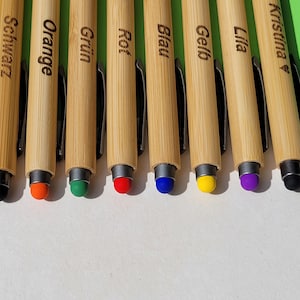 Personalisierte Bambus Touchpen Kugelschreiber in verschiedenen Farben als Geschenk zu Hochzeit, Büro, Geburtstag, Job, Ostern