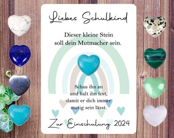 Schulkind 2024 - Glücksbringer - Geschenk zur Einschulung - Schulanfang - Schultüte Füllung Schuleinführung - Glücksstein - Mutmacher