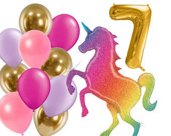 Partykarton "Einhorn" - Kindergeburtstag - Partydeko - Ballons - Party - Ballongirlande - Geburtstag - Kinder - Set - Mädchen - Pink