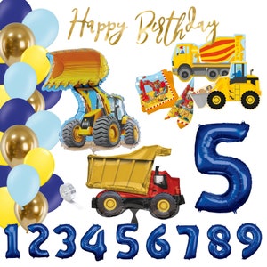 Partykarton "Baustelle" - Kindergeburtstag - Partydeko - Ballons - Party - Ballongirlande - Geburtstag - Kinder - Set - Bagger - Fahrzeuge