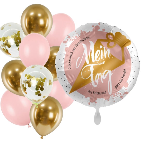 Partykarton "Mein Tag - Rosa" 11 Teile - Einschulung- Schulanfang - Dekoration - Ballons - Party - Schulkind - Erster Schultag - Mädchen