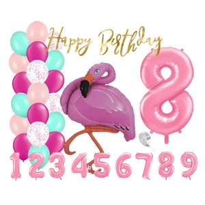 Partykarton "Flamingo" - Kindergeburtstag - Partydeko - Ballons - Party - Ballongirlande - Geburtstag - Kinder - Set - Poolparty - Sommer