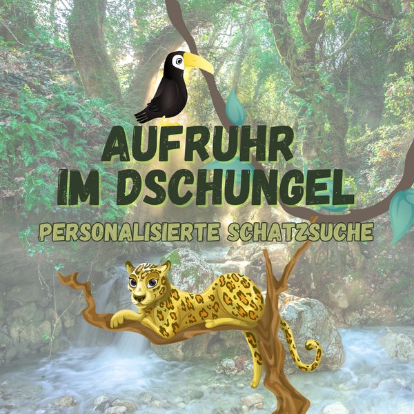 Personalisierte Schatzsuche - Dschungel - Kindergeburtstag - Spiel - Schnitzeljagd - Dschungelparty - Wilde Tiere - Partyspiel