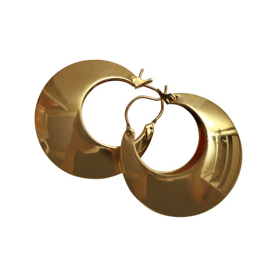 Vintage Gold Tone Hoop Earrings Circa 1980s - image 1