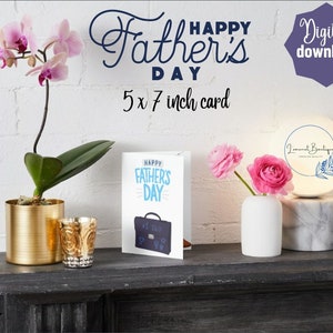 Biglietto d'auguri stampabile per la festa del papà Download immediato Biglietto da 5x7 pollici per vacanze, Biglietto per cravatte per la festa del papà felice, Spazio vuoto