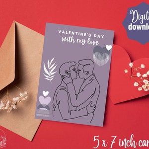 Cartão de feliz dia dos namorados para impressão, download instantâneo de cartão de 5 x 7 polegadas para férias, feliz dia dos namorados