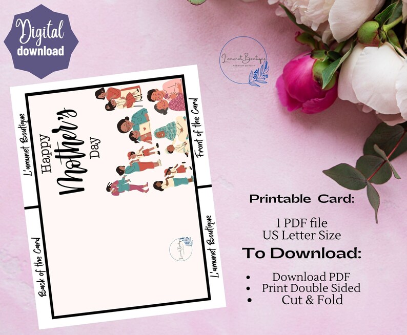 Printable Mother's Day Greeting Card Instant Download 5x7 Inch Card for ...