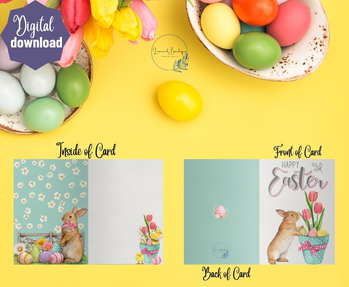 Printable Happy Easter Greeting Card Instant Download 5x7 Inch Card for ...