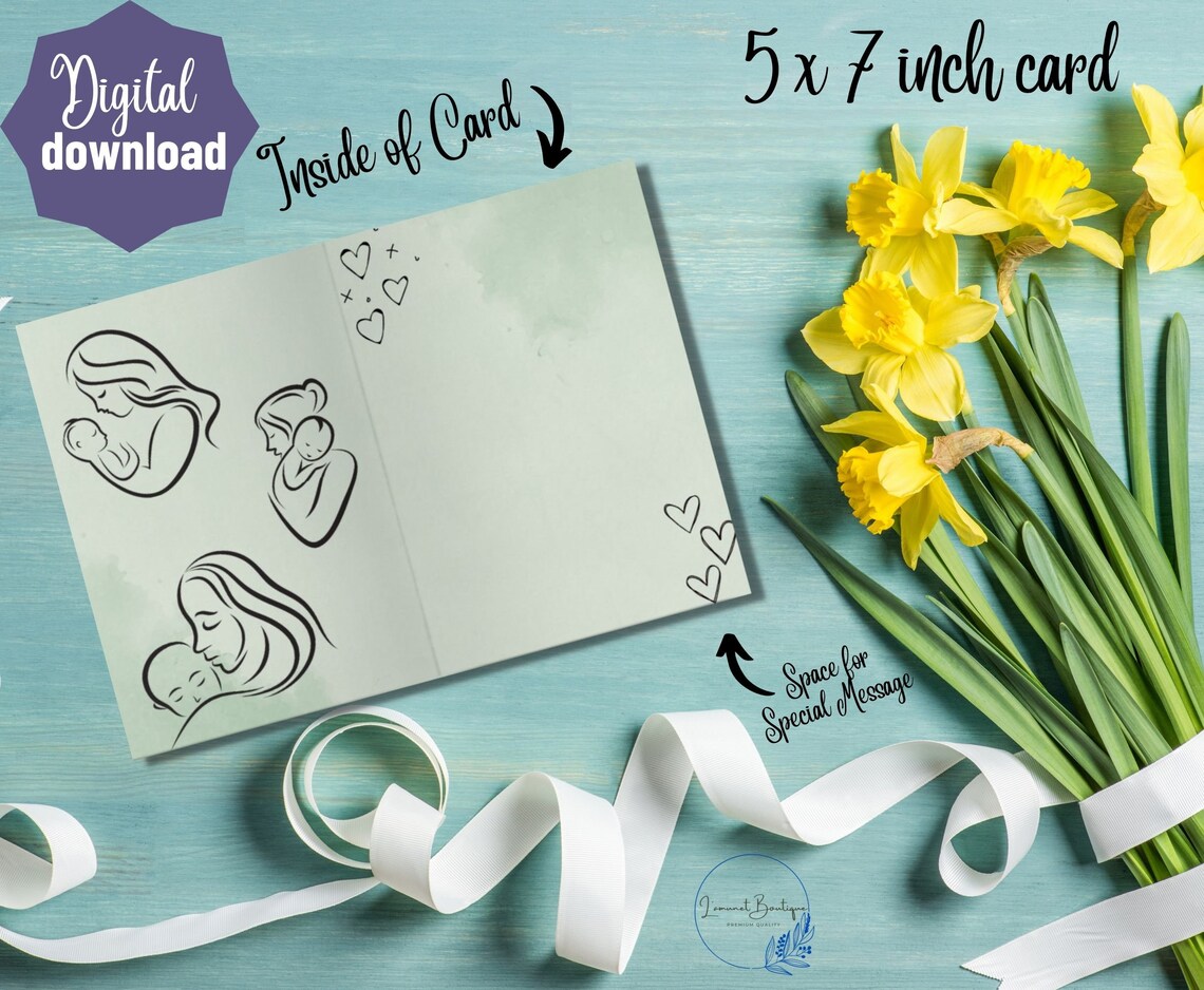 Printable Mother's Day Greeting Card Instant Download 5x7 Inch Card for ...