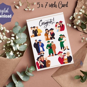 Printable Graduation Greeting Card Instant Download 5x7 inch card for Graduation Celebration, Graduation Ceremony, Congrats!