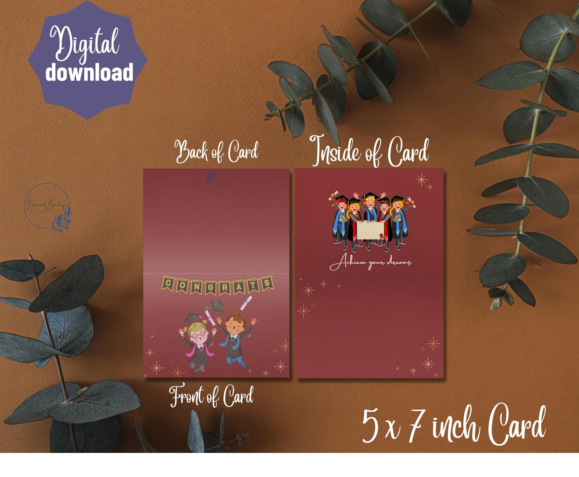 Printable Graduation Greeting Card Instant Download 5x7 Inch Card for ...