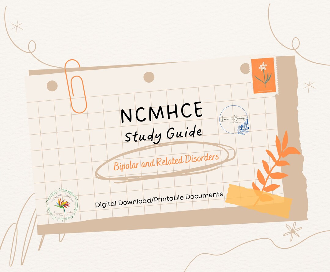 9 Printable Pages Instant Download Bipolar and Related Disorders Study