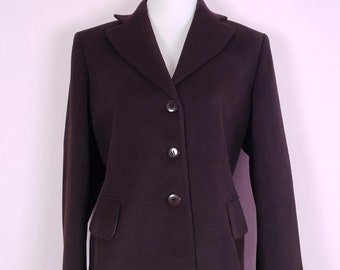 Chaqueta vintage de lana de color marrón morera de los años 90, cachemira y angora, talla 14