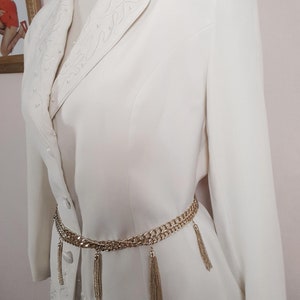 1980’s vintage fuchsia and cream textured woven jacket with rhinestones stone buttons main image 0