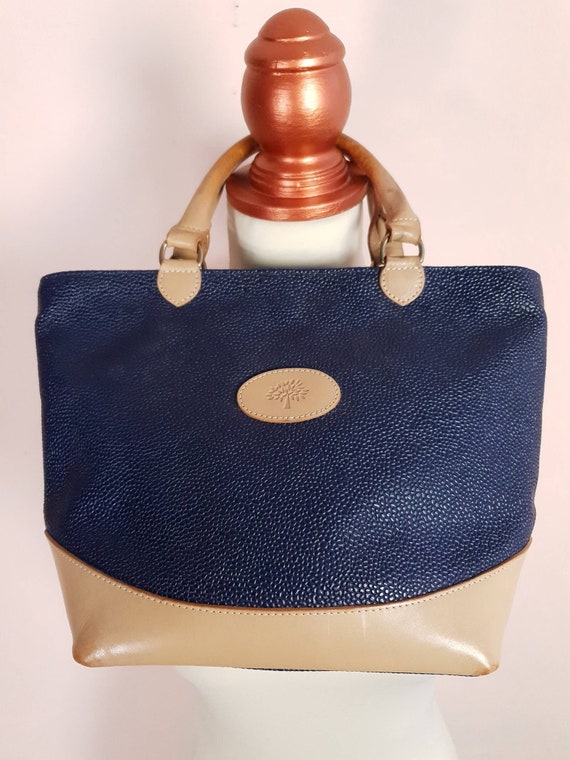 Vintage Mulberry Navy Blue Scotchgrain Hellier Car