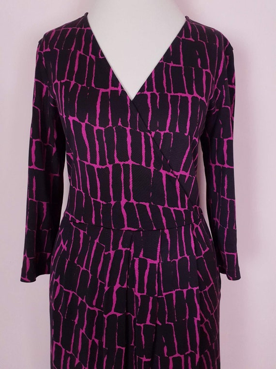 Jaeger Black and Pink Dress Midi Abstract Print S… - image 4