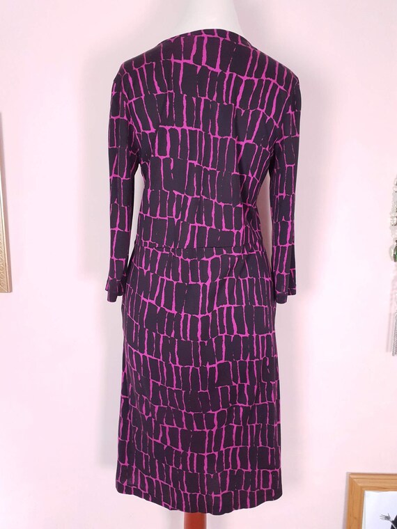 Jaeger Black and Pink Dress Midi Abstract Print S… - image 10