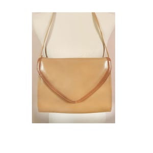 Vintage 1970er Jahre Tan Braun Umhängetasche Handtasche Retro
