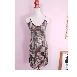 90s Vintage Sequin Party Dress Copper Silver  - Size 10/12