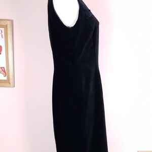 1990S Vintage Laura Ashley Black Velvet Embroidered Dress Size 12/14 image 7