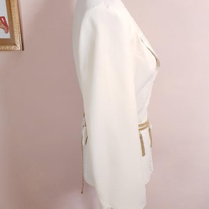 1980’s vintage fuchsia and cream textured woven jacket with rhinestones stone buttons main image 1