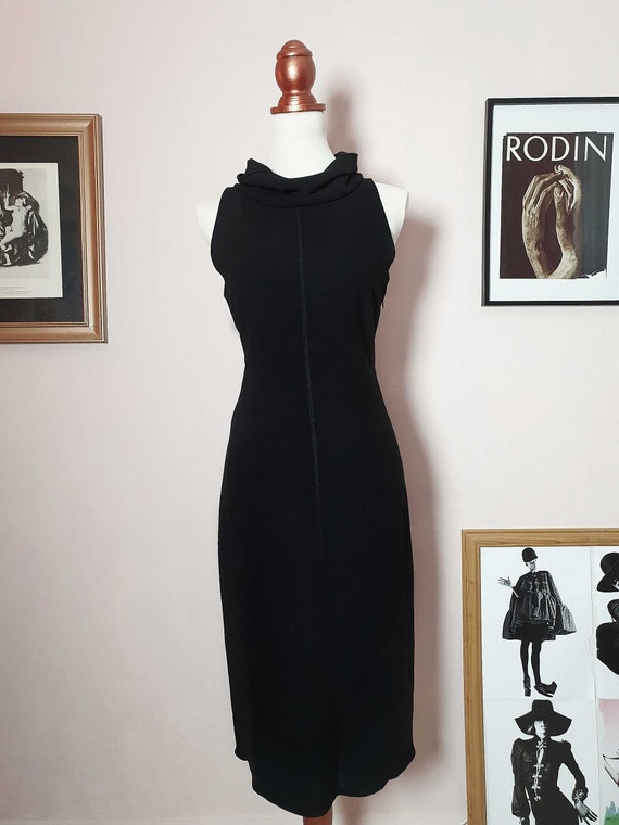 Vintage 90s Black Prada Dress - Size 12 Virgin Woo