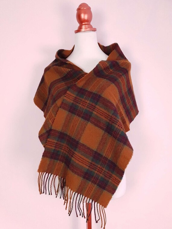 Vintage Mulberry Lambswool Plaid Scarf Tartan Chec