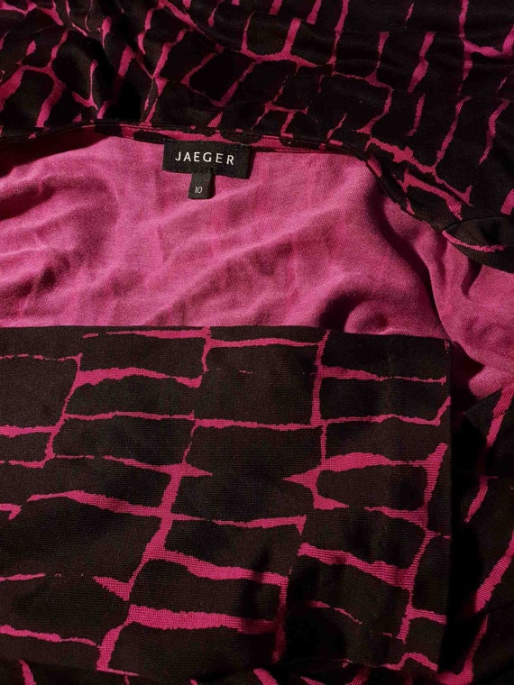 Jaeger Black and Pink Dress Midi Abstract Print S… - image 8