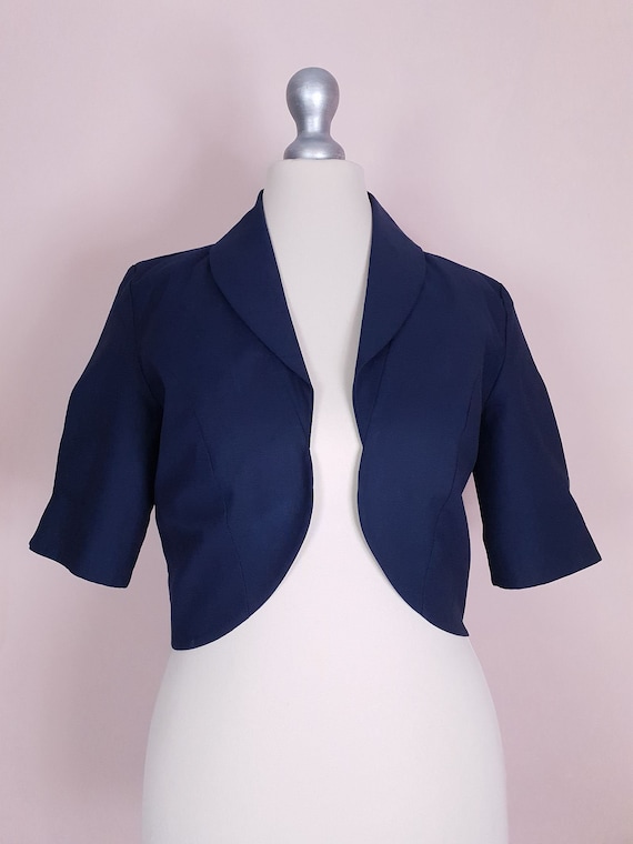 Vintage Laura Ashley Navy Blue Bolero Jacket 90s Size 10 Etsy